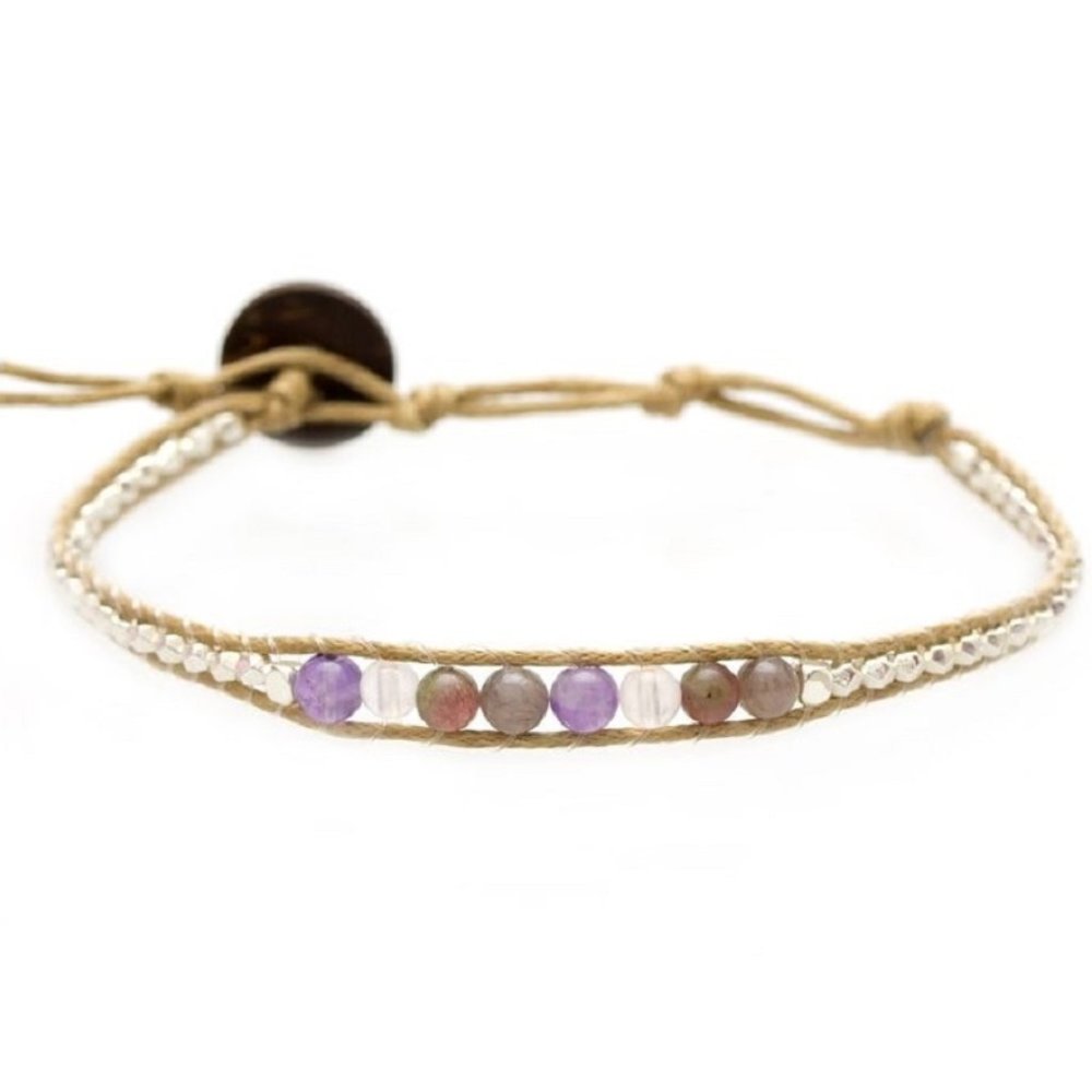 Violets Are Blue Single Wrap Bracelet